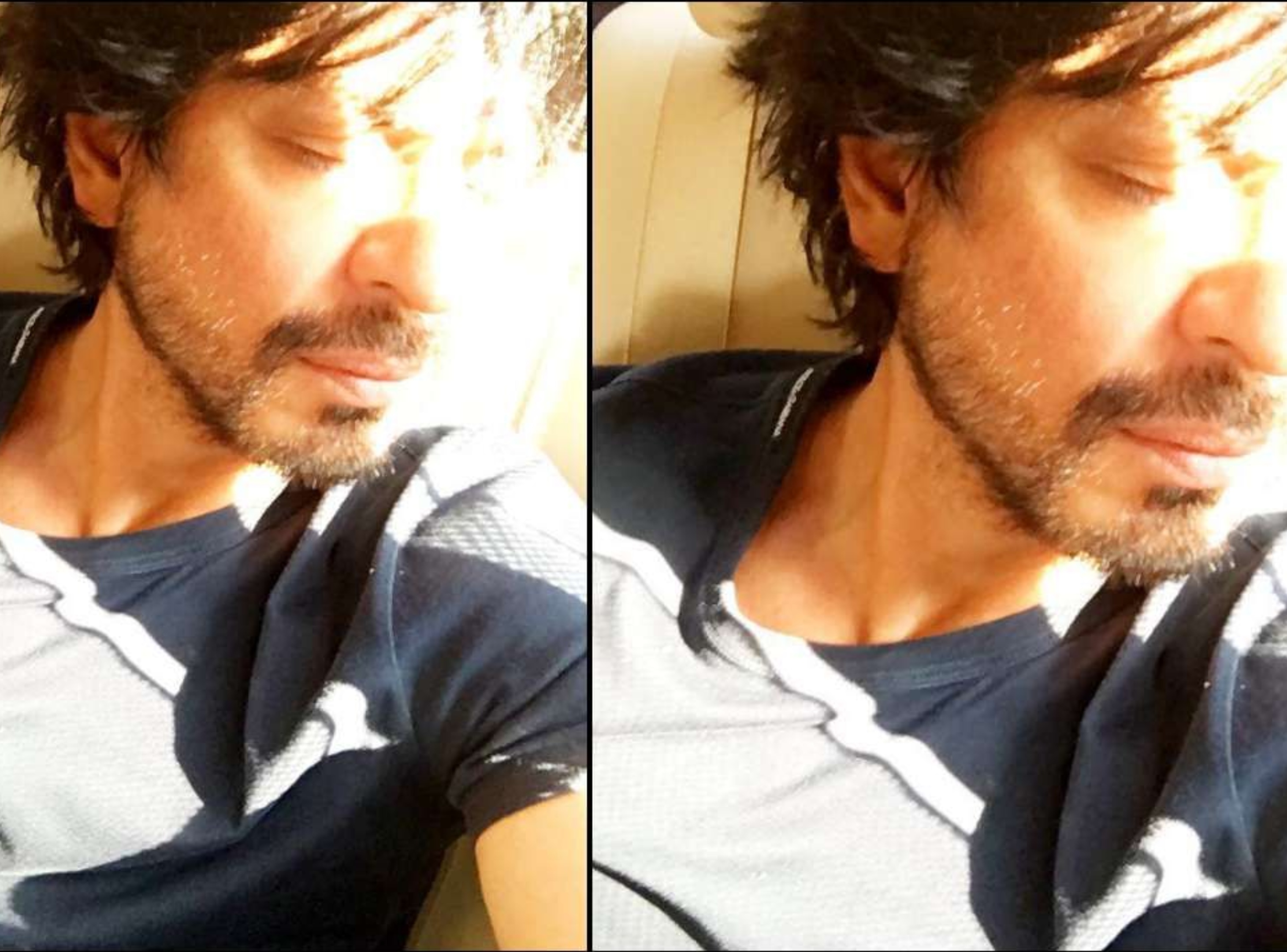 शाहरुख खान की ये तस्वीर उनकी कार की है। जहां वो सन किस्ड पोज कर रहे हैं। आंखे बंद किए शाहरुख की ये सेल्फी काफी प्यारी है।