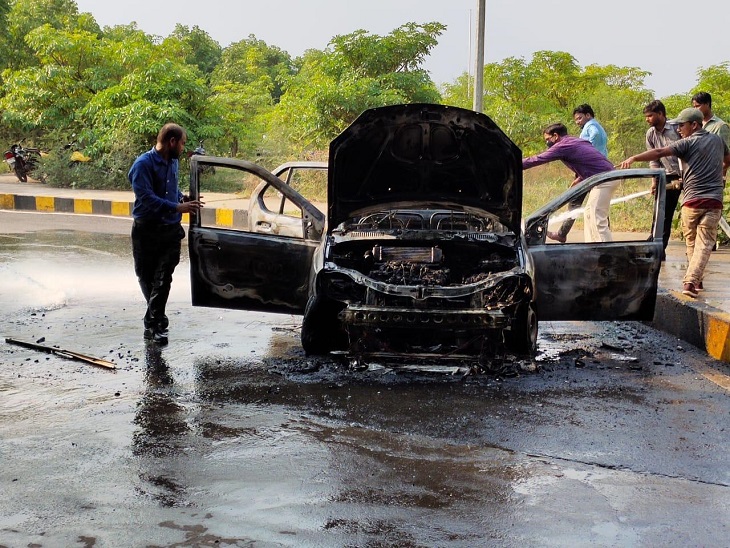 Fire in car parked in Raipur ministry, fire system fails Nava Raipur ...