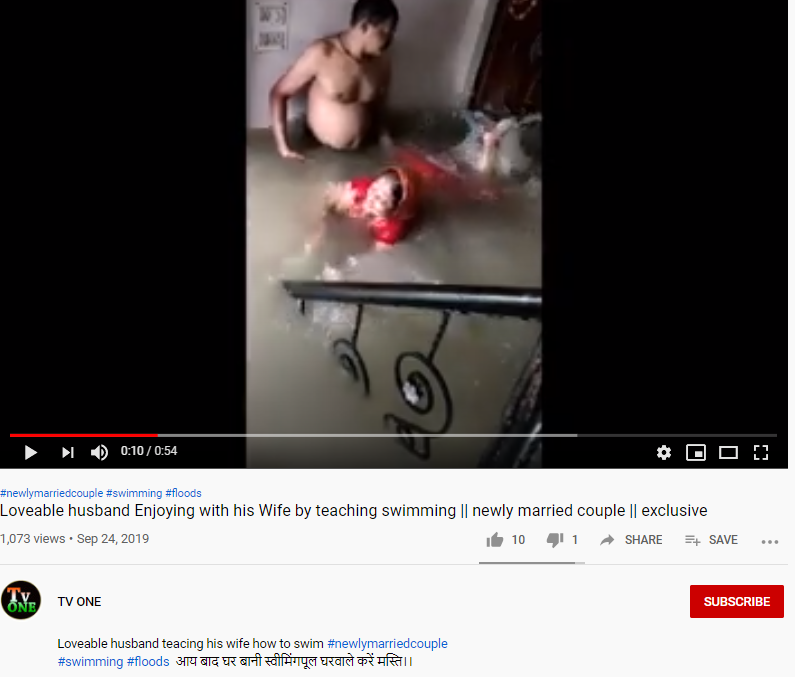 Fact Check : The video of the couple swimming in waterlogging is claimed of the floods in Delhi. It is actually a flood of Prayagraj 1 year ago. | जलभराव में स्विमिंग करते दंपति के जिस वीडियो को दिल्ली में आई बाढ़ का बताकर शेयर किया जा रहा, असल में प्रयागराज का है