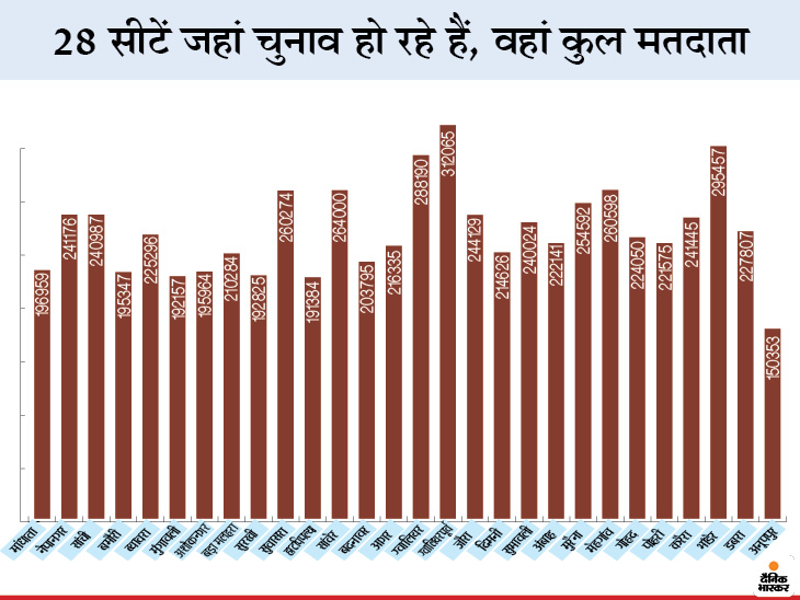 Madhya Pradesh (MP) Vidhan Sabha Byelection 2020; Total Voters In 28