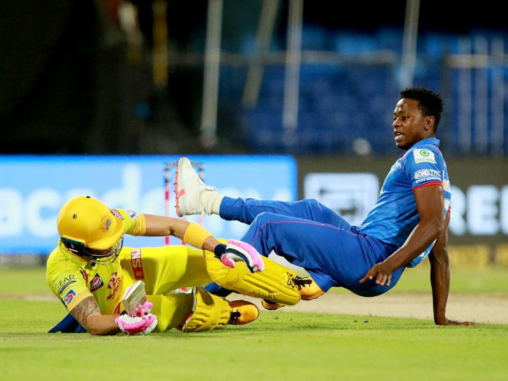 In the match, Chennai Super Kings opener Faf du Plessis collided with Delhi bowler Kagiso Rabada while taking runs.