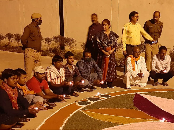 Detainee celebrating Diwali in Ambedkar Nagar jail.