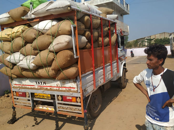 दमोह से लाई गई जब्त धान