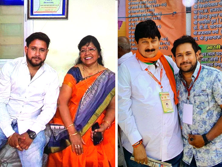 पूर्व मंत्री रंजना बघेल और विधायक रमेश मेंदाेला के साथ प्रीति जैन का बेटा यश जैन।