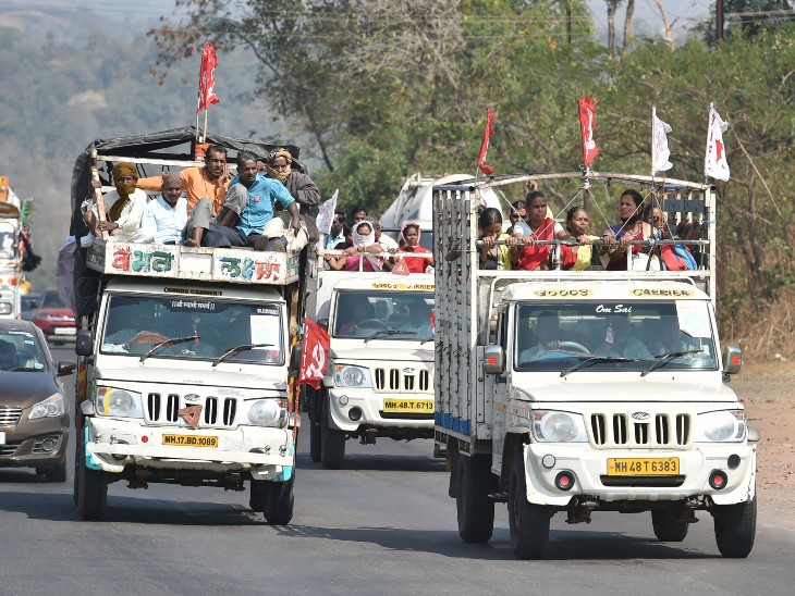 नासिक से चले किसान पैदल और गाड़ियों में सवार होकर मुंबई पहुंचे हैं।