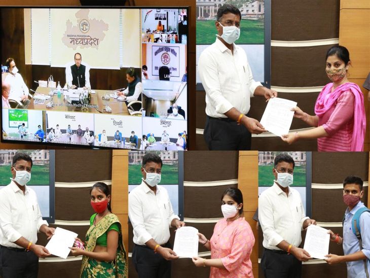 मुख्यमंत्री शिवराजसिंह चौहान की वर्चुअल उपस्थिति में कलेक्टर मनीषसिंह ने 26 आश्रितों को नियुक्ति पत्र सौंपे। - Dainik Bhaskar
