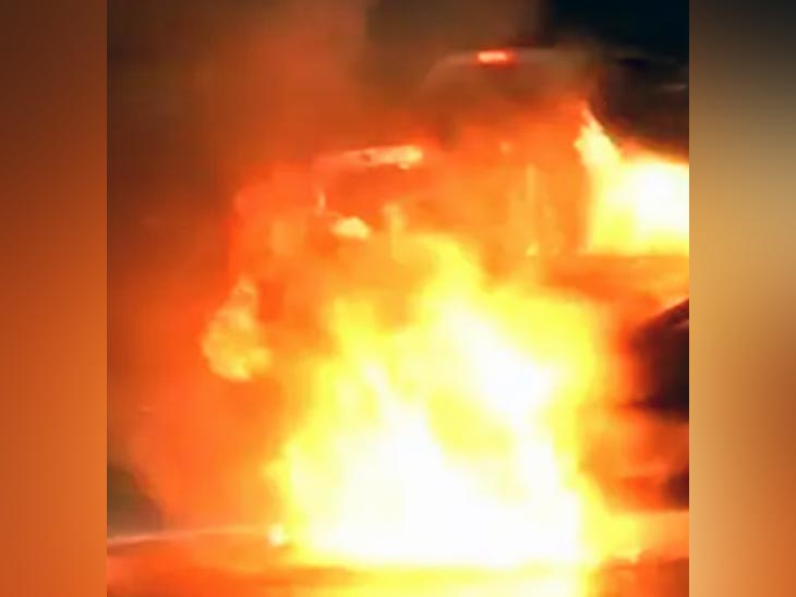 A car caught fire