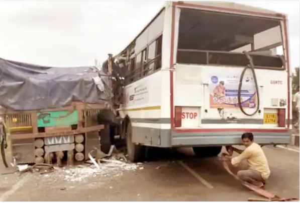 About 40 passengers were on this bus coming from Indore to Ahmedabad.