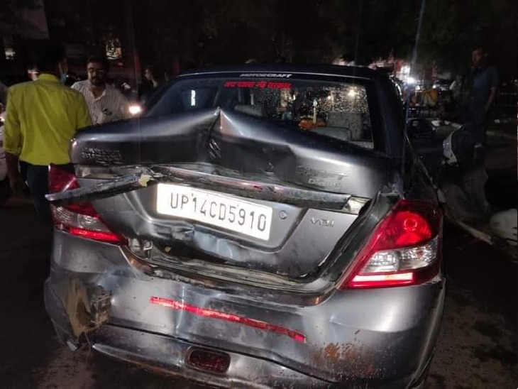 झांसी के व्यवसायी की कार, जिसमें क्रेटा ने टक्कर मारी
