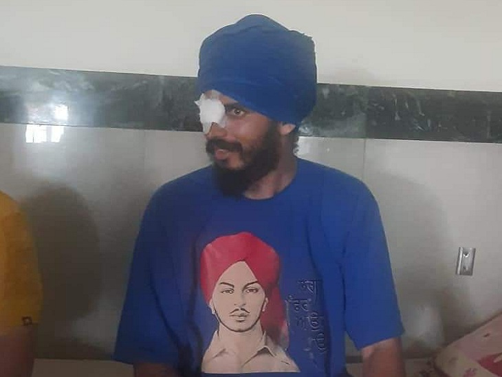 लाठीचार्ज में घायल गुरजंट सिंह।