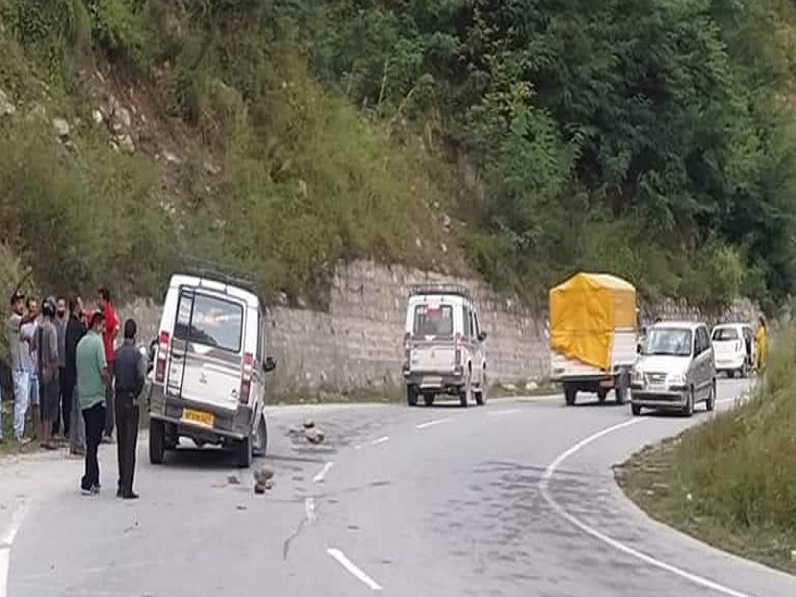 Traffic jam after road accident