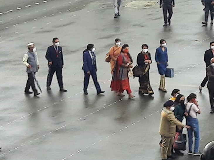 President Ram Nath Kovind's daughter taking a walk on the Ridge Maidan.