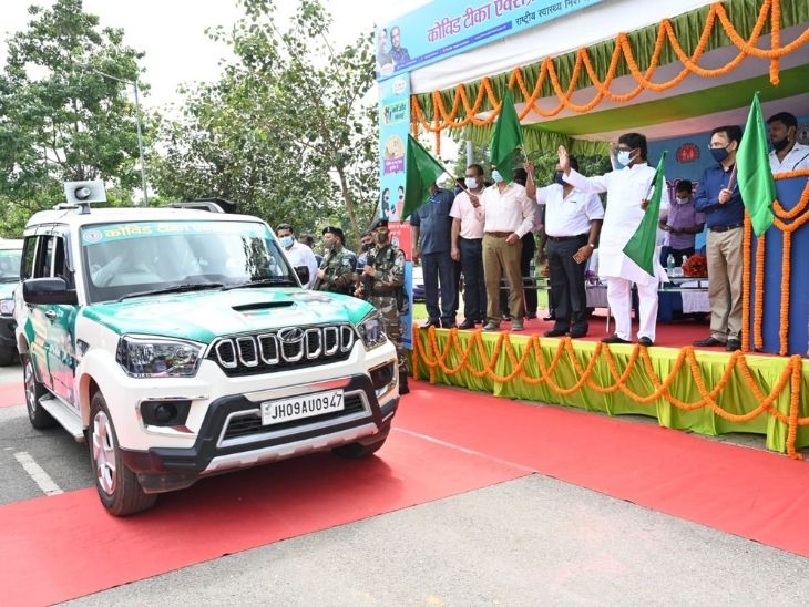 CM हेमंत सोरेन ने पुराना विधानसभा ग्राउंड से हरी झंडी दिखाकर टीका एक्सप्रेस को रवाना किया। - Dainik Bhaskar