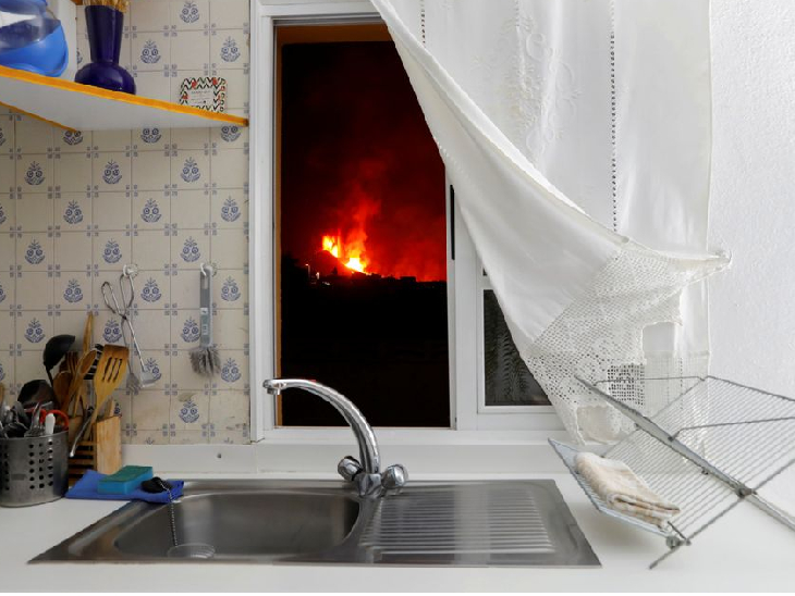 Lava is visible from a kitchen window in El Paso.