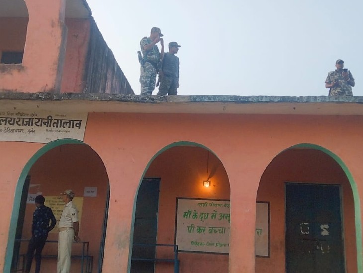 तारापुर के नक्सल प्रभावित बूथों पर बड़ी संख्या सुरक्षा बलों की तैनाती।