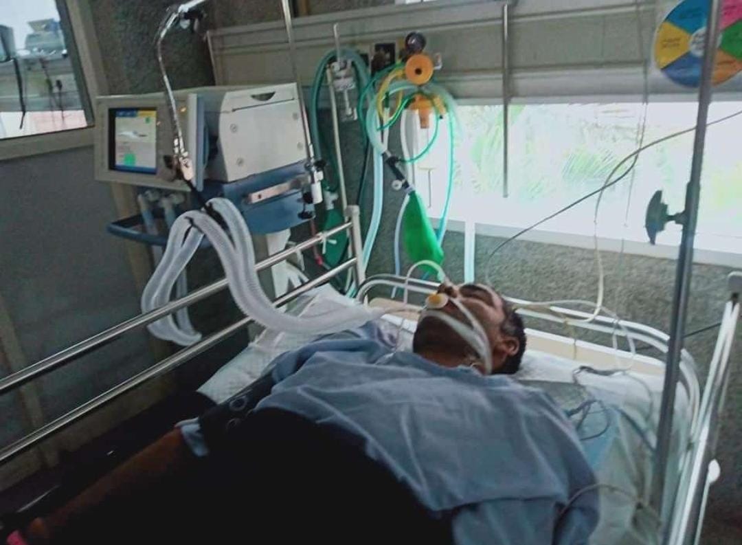 अस्पताल में उपचाराधीन घायल किसान कुलदीप।