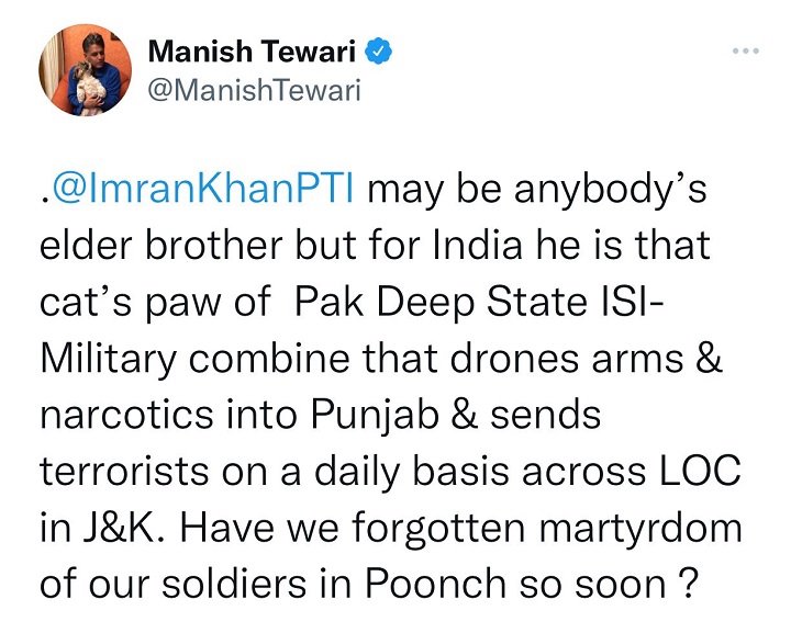 Congress MP Manish Tewari asked the question to Sidhu without naming him.