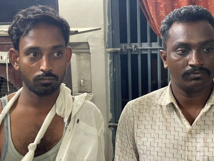पुलिस की गिरफ्त में आरोपी। - Dainik Bhaskar