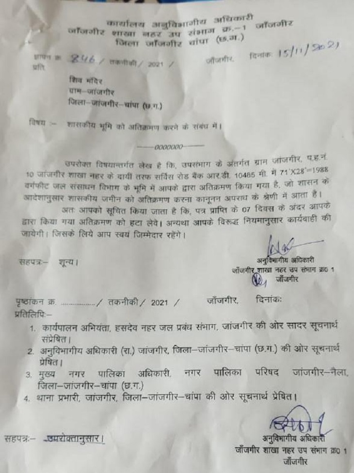 छपे विभाग की ओर से मंदिर को नोट करना।