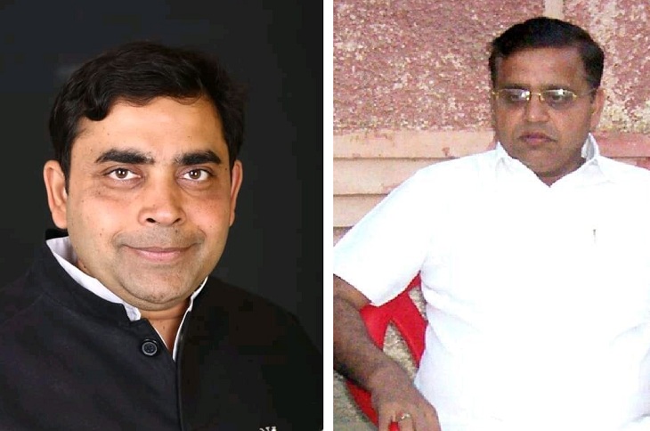 कांग्रेस नेता अंशुल सिंगला और व्यापार मंडल के जिला प्रधान महावीर कंप्यूटर।