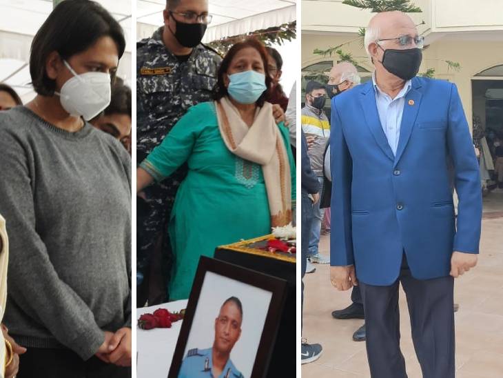 ग्रुप कैप्टन का परिवार... पत्नी गीतांजलि सिंह, माता उमा सिंह के साथ भाई तनुज सिंह और पिता केपी सिंह।