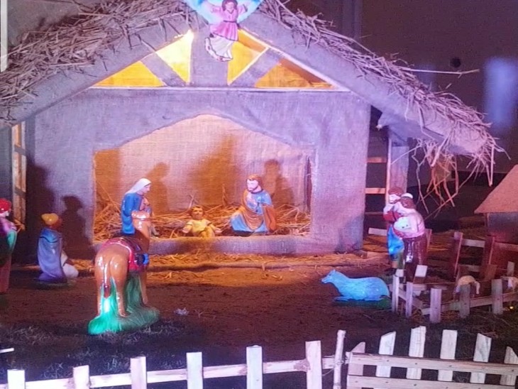 प्रभु यीशु के जन्म की झांकी।