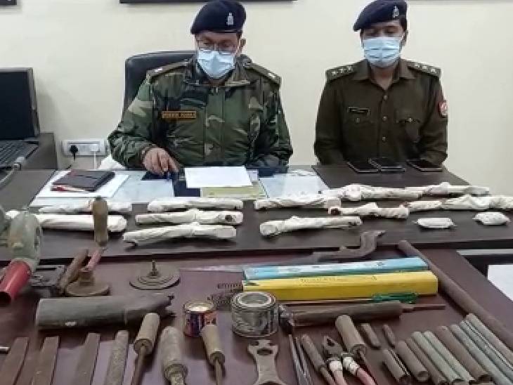 Police have recovered one half-made rifle 315 bore, 10 pistols 315 bore, four cartridges and four shells, 11 cut iron cords etc. from the spot.