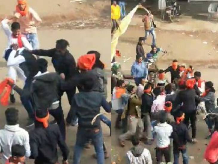 भाजपा कार्यकर्ताओं ने कांग्रेसियों को जमकर मारा।