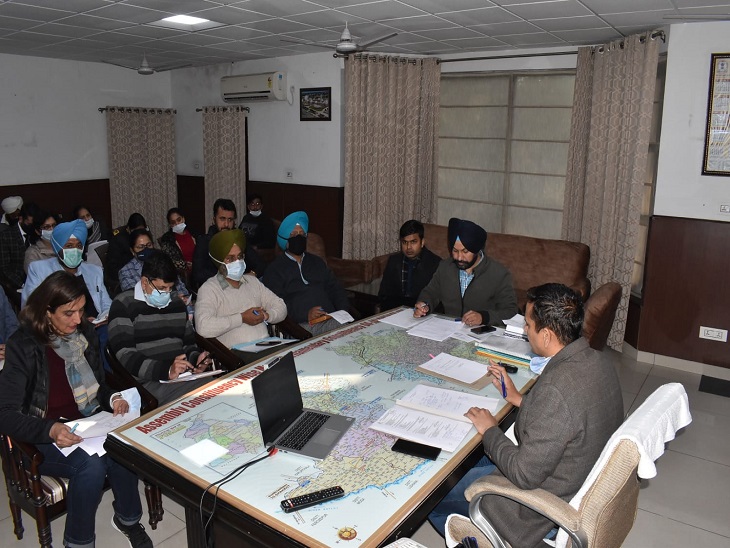 स्वास्थ्य विभाग के अधिकारियों के साथ बैठक करते डीसी घनश्याम थोरी।