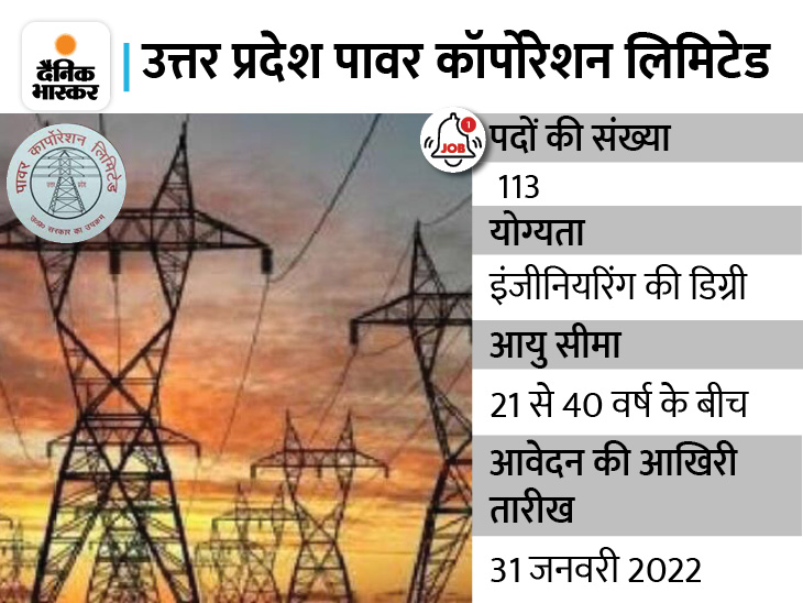 सरकारी नौकरी: उत्तर प्रदेश पावर कॉर्पोरेशन लिमिटेड में 113 पदों पर निकली भर्ती, कैंडिडेट्स के लिए 31 जनवरी है आवेदन की आखिरी तारीख
