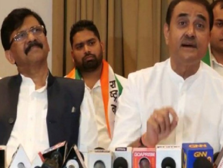 शिवसेना की ओर से संजय राउत और एनसीपी की ओर से प्रफुल्ल पटेल ने प्रेस कांफ्रेंस कर इस गठबंधन का ऐलान किया है। - Dainik Bhaskar