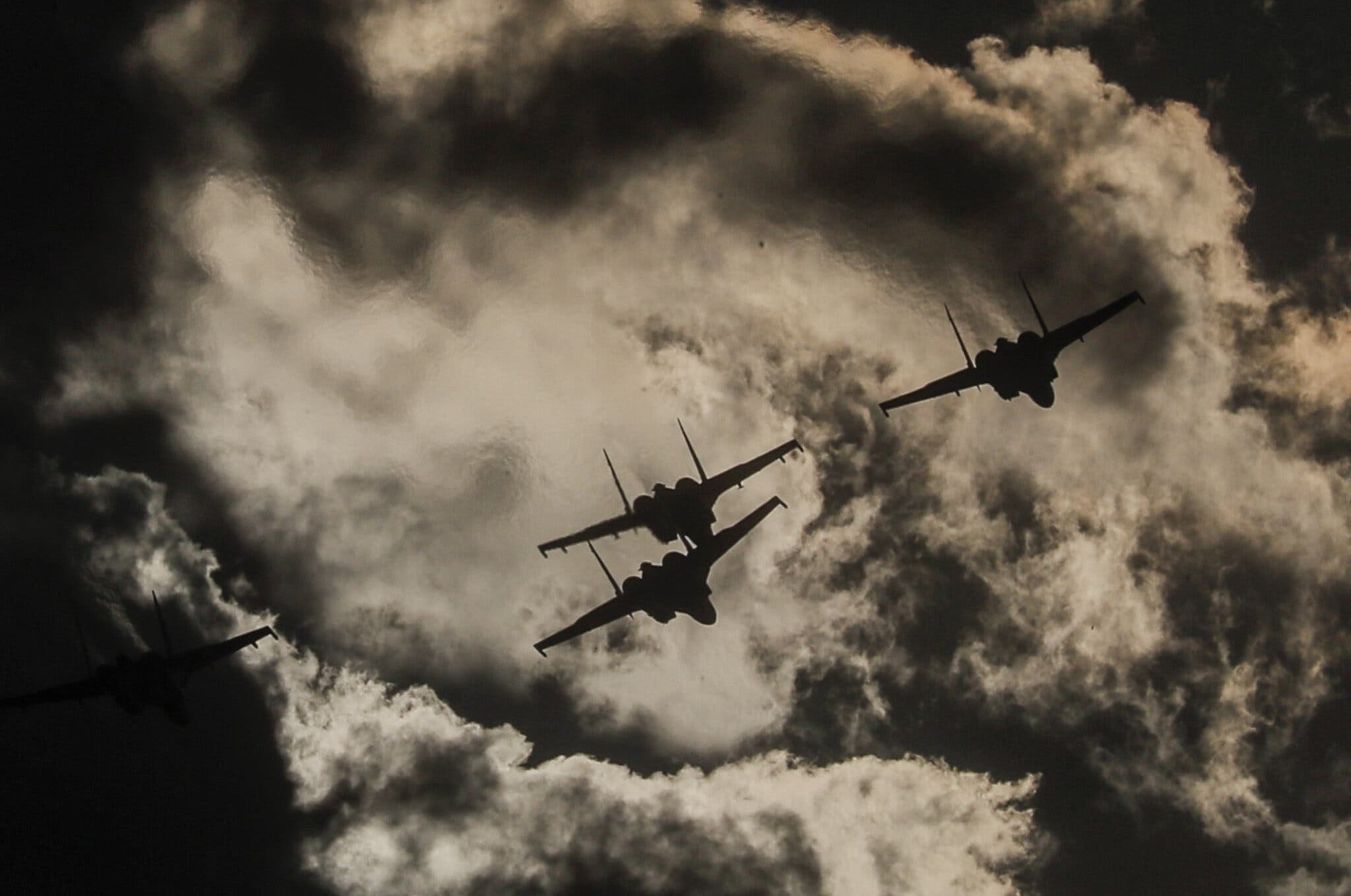 Russian Su-35 jet fighters demonstrate during an air show in Moscow in July last year.