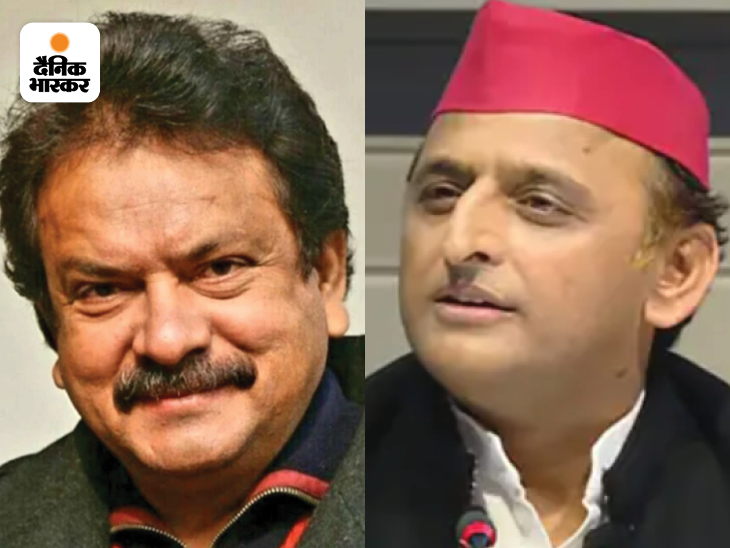 भाजपा के एसपी सिंह बघेल (बाएं) और सपा के अखिलेश यादव (दाएं)