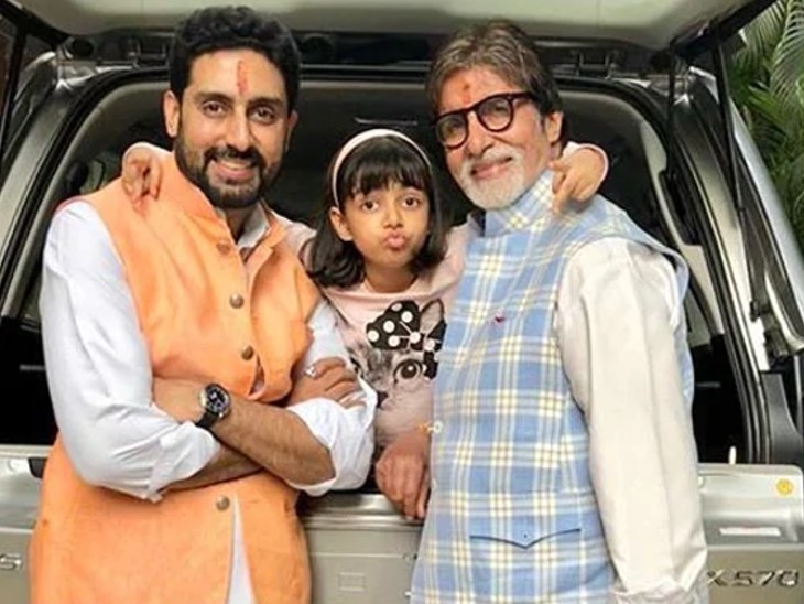 पिता अभिषेक और दादा अमिताभ बच्चन के साथ आराध्या