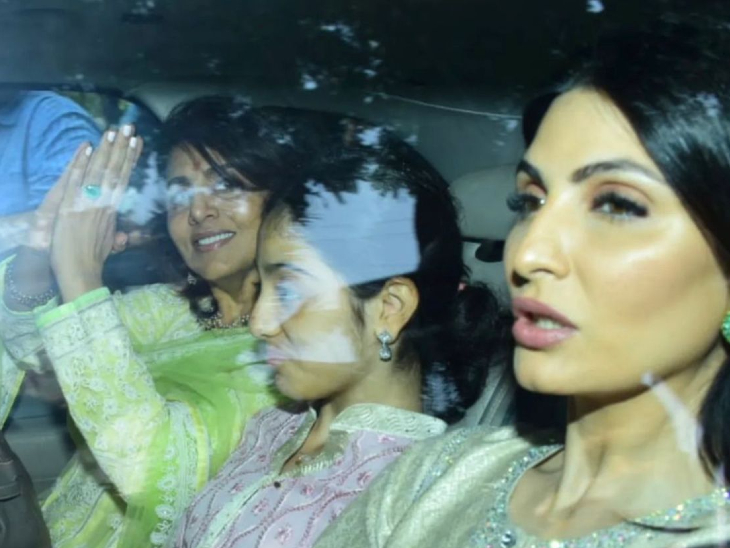 रणबीर की मां नीतू कपूर और बहन रिद्धिमा और उनकी बेटी समारा।