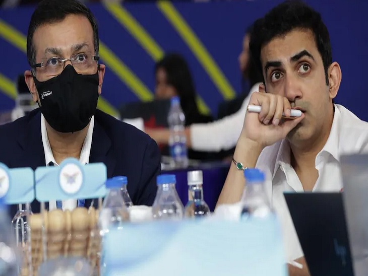 लखनऊ टीम के ओनर संजीव गोयनका और मेंटर गौतम गंभीर