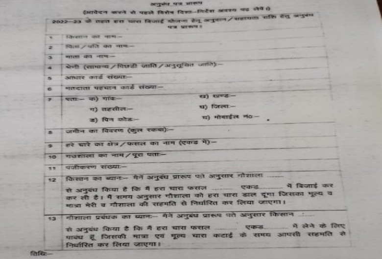 इस अनुबंध के बाद मिलेगा चारे पर अनुदान।
