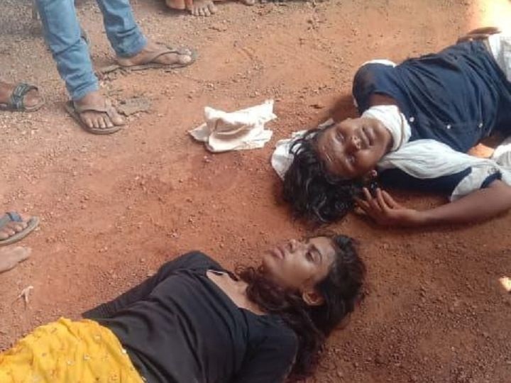 ओवरब्रिज के नीचे पड़ी दोनों बहनें।