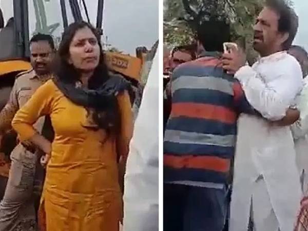 SDM निधि सिंह लोगों की शिकायत पर पानी निकासी के लिए अवरोध हटवाने पहुंची थीं।