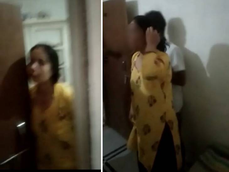 महिला ने दरवाजा खोला तो परिजन कमरे के अंदर घुस गए। प्रेमी को पीट दिया।