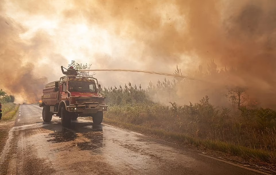 12 thousand people were saved from the fire in the forest spread over 22 thousand acres of France.  More than 3000 firefighters are engaged in extinguishing the fire.