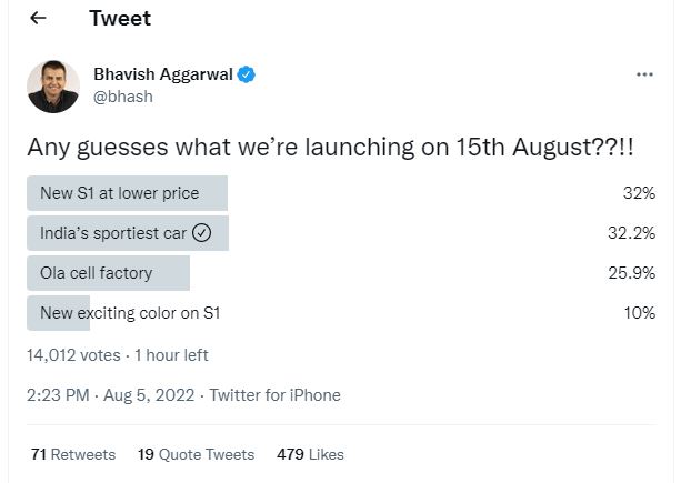 क्या 15 अगस्त के दिन कार से पर्दा उठाएगी कंपनी, ओला के CEO ने किया इशारा? | Ola electric car likely to unveil on 15th August: What to expect 2 capture 1659772513