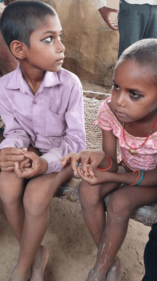 Maya's two children are unaware of the death of their mother and brother. They would sit together for a while and then start playing.
