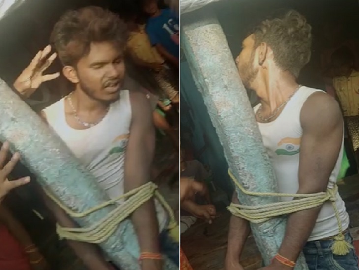 हत्या की नीयत से पहुंचे आरोपी को लोगों ने पीटा।