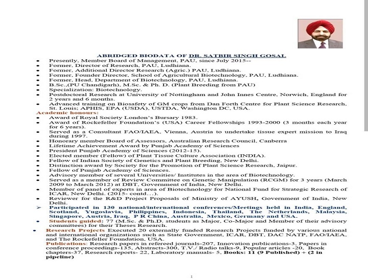 Dr. SS Gosal will be the new Vice Chancellor of PAU | PAU को मिला नया ...