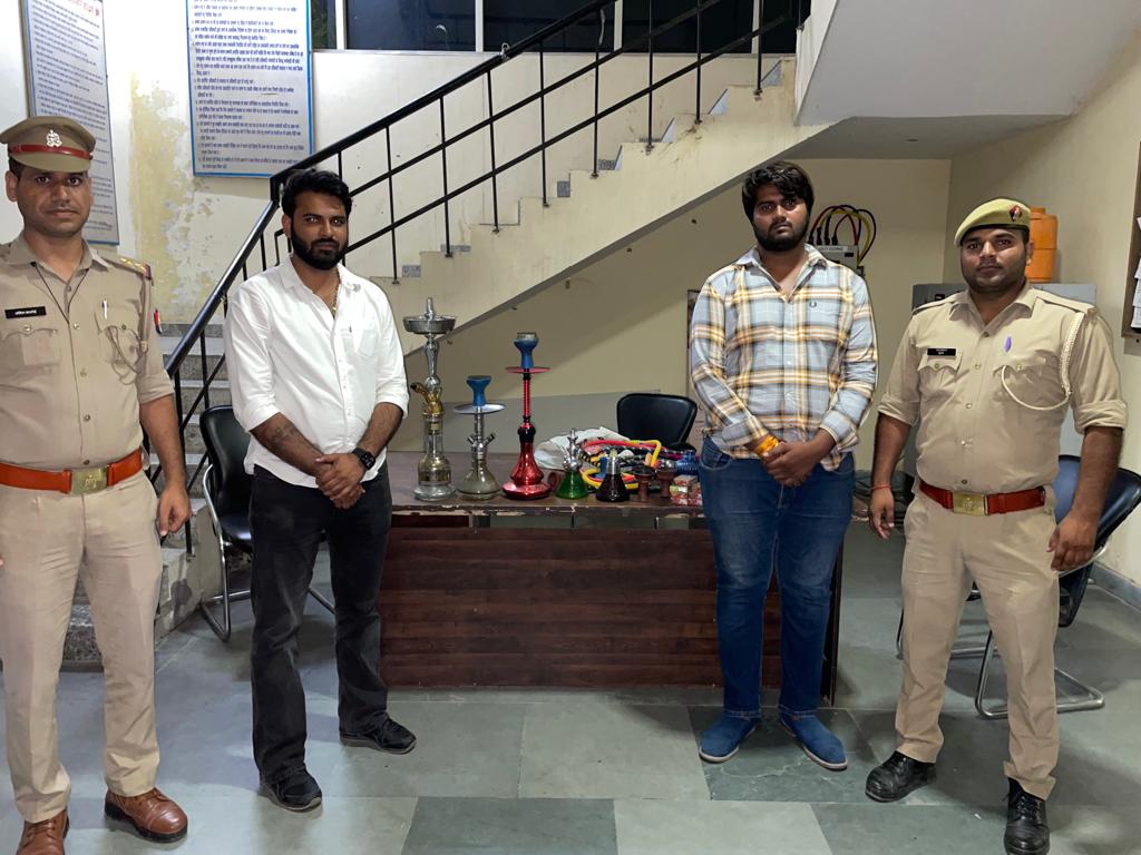 Police raid on illegal hookah bar in Greater Noida ,Hookah bar was