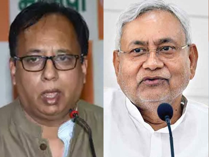 संजय जायसवाल और नीतीश कुमार(दाएं)। - Dainik Bhaskar