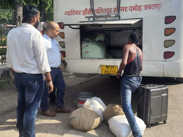 खाद्य विभाग की टीम ने बस से पकड़ा संदेहास्पद मावा। - Dainik Bhaskar