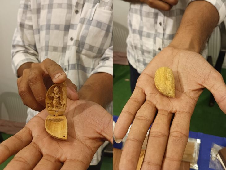 बादाम के बराबर उसी के पूर में कृष्ण की मूरत बनाई गई।