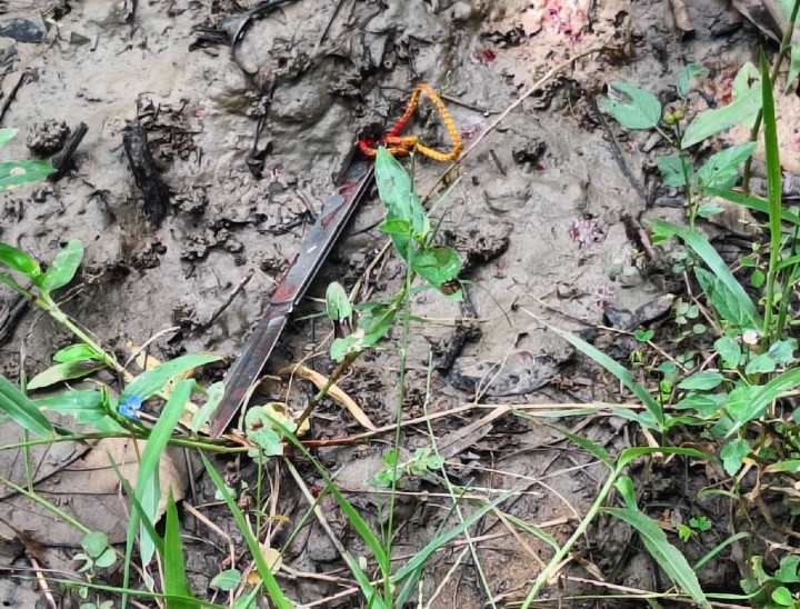 घटनास्थल पर से मिला चाकू।